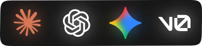 Claude, OpenAI, Gemini and v0 logos
