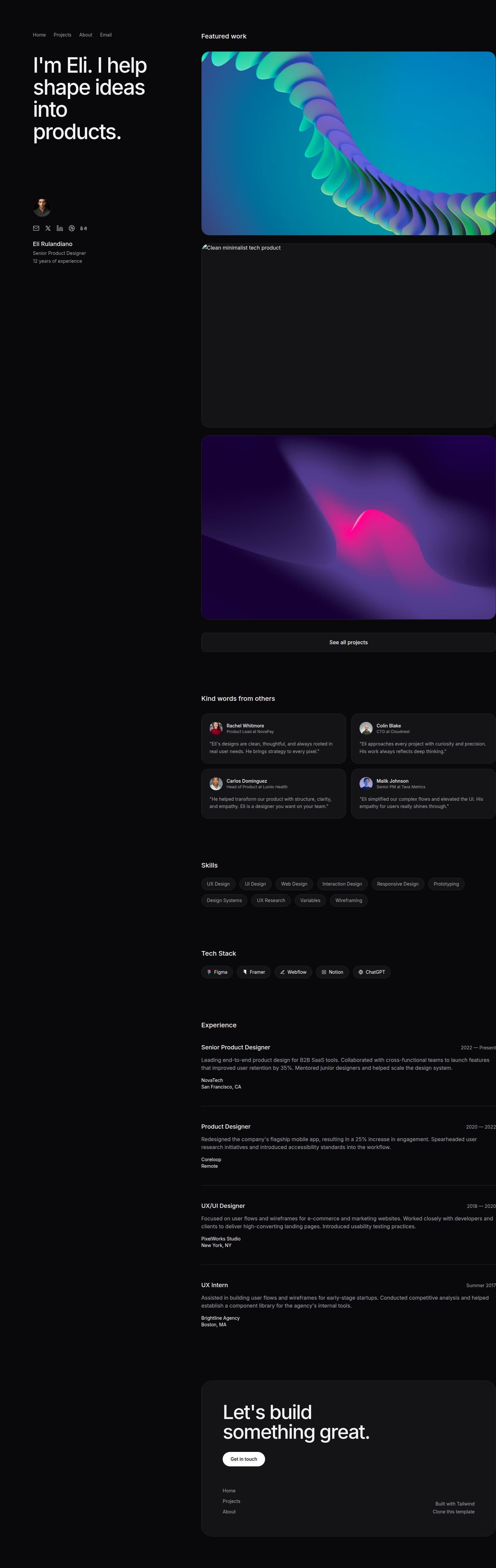 Minfolio Dark - Designer Portfolio