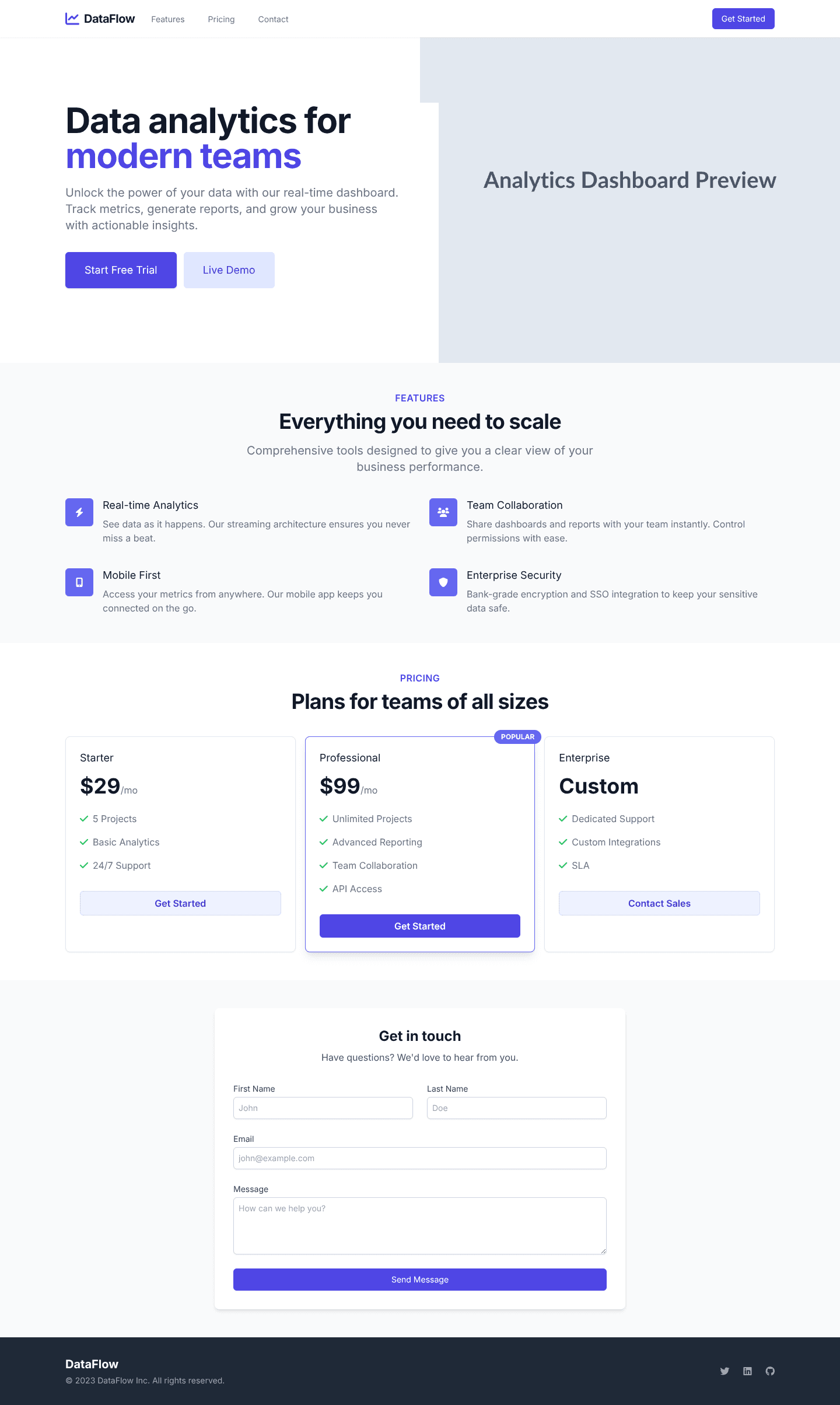 Modern SaaS Analytics Landing Page